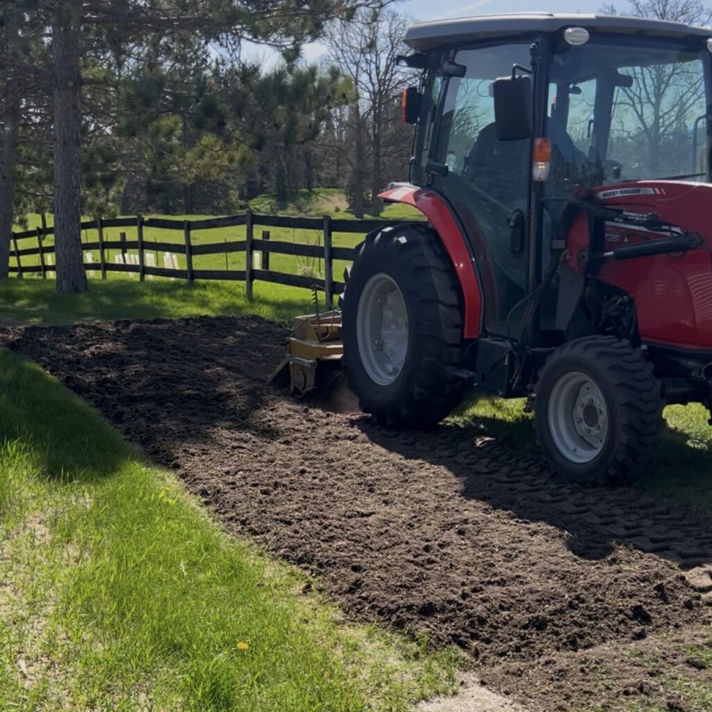 tractor tilling soil